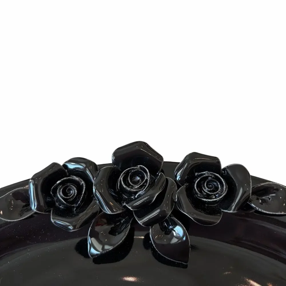 Potter's Studio Black Ornate Floral Decorative Serving Tray 10